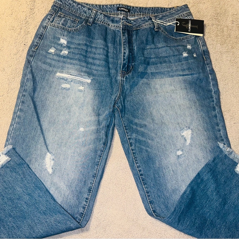 Woman’s Blue Distressed Relaxed Jeans